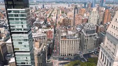 曼哈顿中城纽约的鸟瞰图。 弗拉蒂伦。 上述住宅及<strong>商业楼</strong>宇