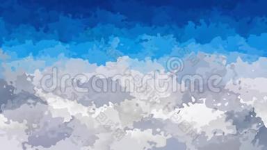 抽象动画彩色背景无缝循环<strong>视频</strong>蓝天在灰色和<strong>白色</strong>的<strong>云</strong>