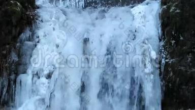 穆特诺马瀑布冬季<strong>冻结</strong>沿哥伦比亚河峡谷波特兰俄勒冈州淘金1080p