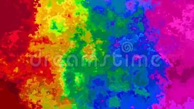 动画彩色彩色背景无缝环视频-水彩画效果-充满活力的彩虹全彩色光谱