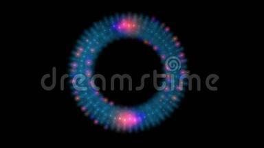 圆形光环图案，霓虹灯科学未来粒子能量扫描数据。
