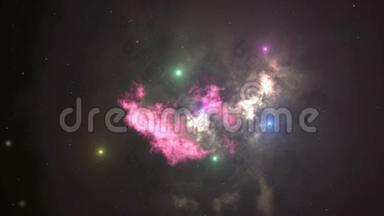 4K空间动画背景与星云，恒星.. 银河系、银河系和星云。 运动图形和动画背景
