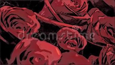 模糊的视频美丽的大红色<strong>玫瑰花束</strong>。