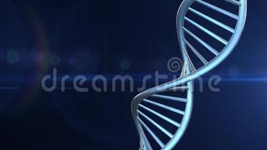 带有遗传密码和抽象几何的未来旋转白DNA链-3D动画循环