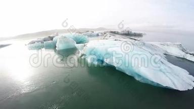 冰岛冰川和老冰河-广角鸟瞰图