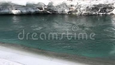 俄罗斯阿尔泰山河早春冰雪融化