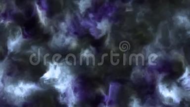空间星云中风暴蓝紫色云的4k视频，缓慢移动，形成和溶解，4k，3840p，24fps