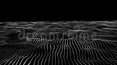 波浪运动黑白抽象背景波浪线动画