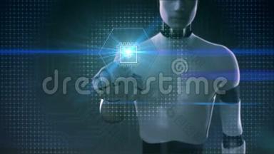 机器人，半机器触摸金融科技插画图标及各种图形.. 2.