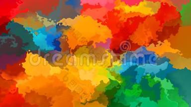 彩色彩色无缝环视频-水彩画效果-充满活力的彩虹全彩色光谱
