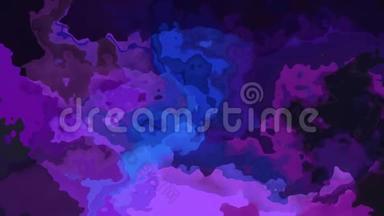 动画彩色背景无缝循环视频-水彩效果-深蓝色，<strong>紫外线</strong>和薰衣草紫色