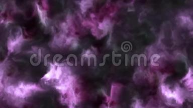 可循环4k视频风暴粉红色和紫色云在空间星云，缓慢移动，形成和溶解，4k，3840p，24fps