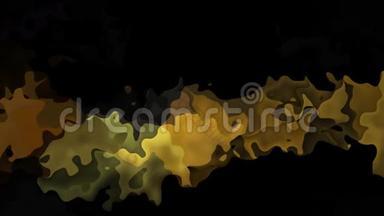 彩色无缝环动画视频-水彩效果-黑色背景上的液态金条