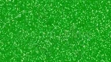 带有雪的抽象背景.. 绿色屏幕上的雪。 阿尔法通道色度键透明背景。 无缝环路