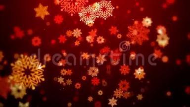 圣诞<strong>动感</strong>图案<strong>背景</strong>红色主题，以时尚优雅的雪花为主题，循环