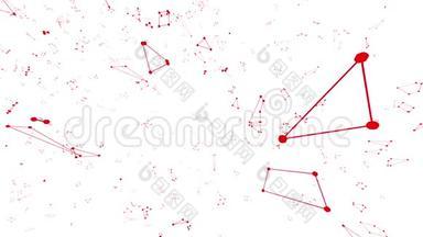 抽象干净的红色挥动三维网格或网格作为空间背景。 红色几何振动环境或脉动数学
