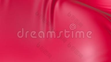 波状红色布面的4k三维软动画，形成涟漪，如在流体表面或组织中的褶皱。 红色