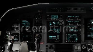 <strong>未来</strong>派飞行员驾驶舱座椅与全操作仪表板在阿尔法通道