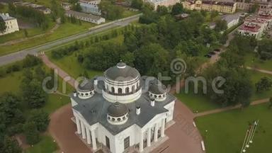 空中勘测索菲亚大教堂普希金圣彼得堡.. 空中旅行普希金。