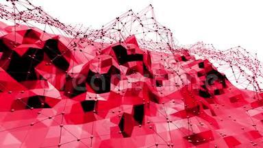 玫瑰色或粉红色低聚振荡表面作为优雅的图案环境。 红色多边形几何振动环境