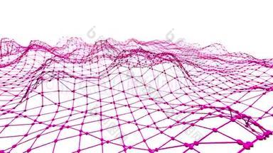 抽象简单的紫罗兰挥舞三维网格或网格作为凉爽的背景。 紫罗兰几何振动环境或脉动数学