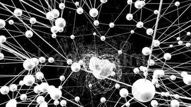 抽象黑白挥动三维网格或网格的脉动几何物体。 把它当作抽象的幻想