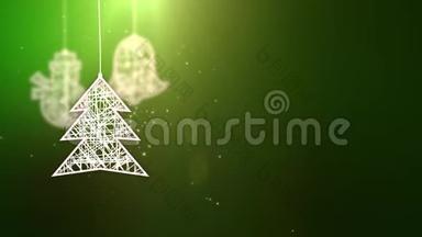 <strong>白色纸张</strong>圣诞树标志落下节日季节庆祝占位符绿色背景