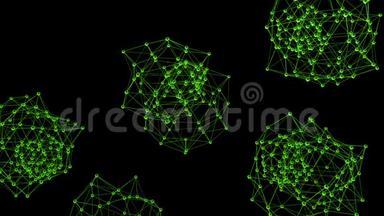 抽象清洁绿色挥动三维网格或网格作为CG背景。 绿色几何振动环境或脉动数学