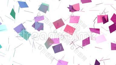 抽象简单的蓝色粉红色低聚三维分裂表面作为明亮的背景。 软几何低聚运动背景