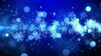 圣诞运动背景蓝色主题，雪花灯在时尚和优雅的主题