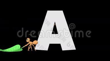 字母A和蚂蚁（前景）