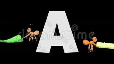 字母A和蚂蚁（背景）