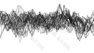 抽象简单的黑白挥动三维网格或网格作为华丽的背景。 灰色几何振动环境或