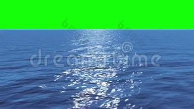 绿色屏幕下的蓝色海洋数码动画