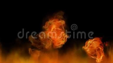 火，黑色背景上的野火.. 计算机生成的自然元素动画