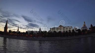 莫斯科<strong>克里姆林</strong>宫，莫斯科河码头，<strong>克里姆林</strong>宫大皇宫，圣歌大教堂和大天使大教堂