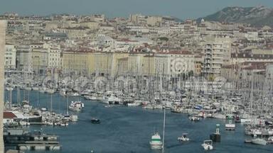 马赛市与法国老港的鸟瞰图