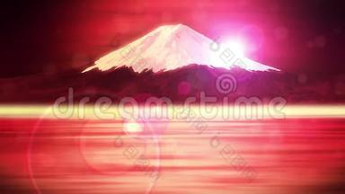 <strong>富士山</strong>，来自湖泊。 <strong>富士山</strong>。 传统的风景。 CG循环动画。
