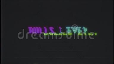 更新视频游戏BULLS EYE文字计算机旧电视故障干扰噪声屏幕动画无缝循环新质量