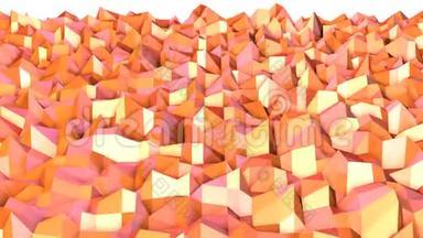 摘要简单的粉红色橙色低聚三维表面作为高科技背景。 软几何低聚运动背景