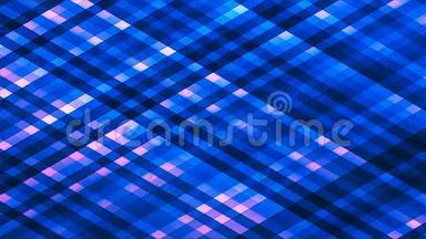 广播闪烁钻石高科技条纹，蓝色，抽象，循环，4K