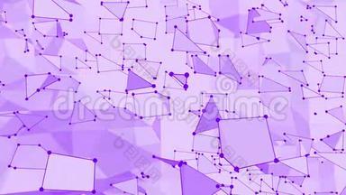 紫色或紫色低聚挥发面作为几何背景。 紫罗兰几何振动环境或脉动