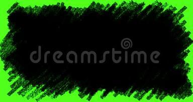 <strong>手绘</strong>涂鸦过渡，涂鸦和素描效果与黑色铅笔在色度键<strong>绿色</strong>屏幕背景
