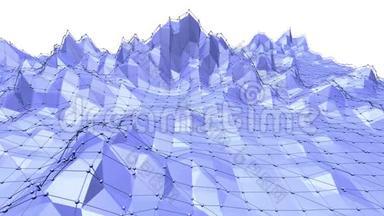 蓝色低聚变形表面作为企业背景。 蓝色多边形几何变形环境或脉动
