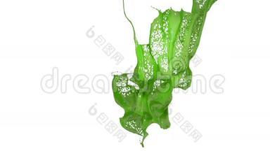 绿色的液体飞溅，如油漆在空气中缓慢移动。 三维渲染液体具有很高的细节。 第4版