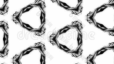 4k无缝循环动画黑白图案与丝带扭曲和形成复杂的结构，如
