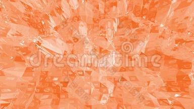 橙色低聚表面作为元素运动图形。 多边形数字镶嵌移动环境或改变闪亮