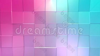 抽象简单的蓝色粉红色低聚三维表面作为可爱的背景。 软几何低聚运动背景