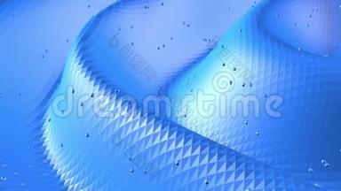 蓝色<strong>低聚</strong>塑料表面作为折纸<strong>景观</strong>.. 蓝色多边形几何塑料环境或脉动背景