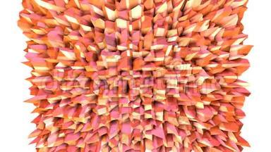 抽象简单的粉红色橙色低聚三维表面作为元素运动图形。 软几何低聚运动背景
